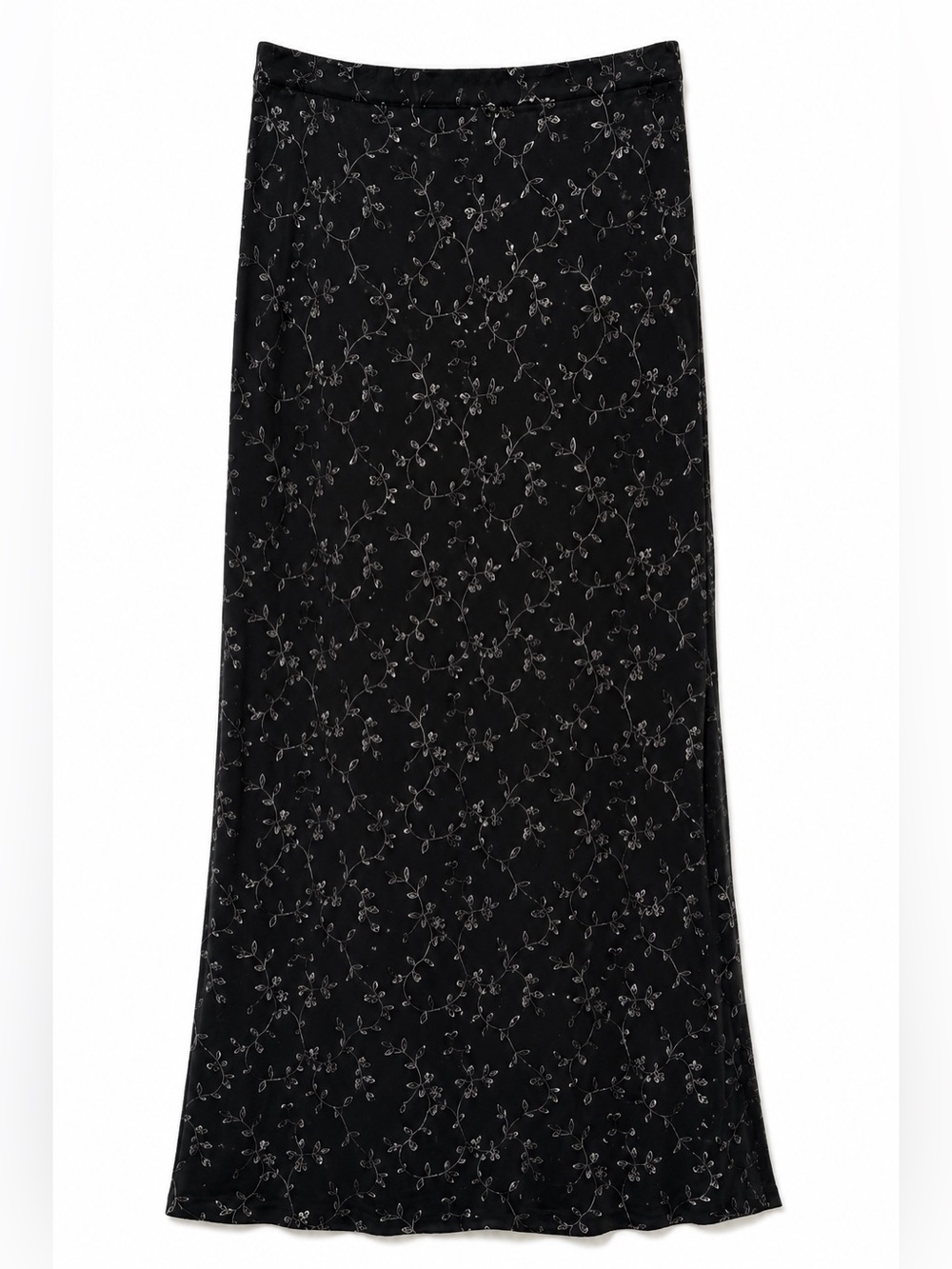 Vintage Cabrais Collection‎ Black Floral Glitter Maxi Skirt Small Made in USA